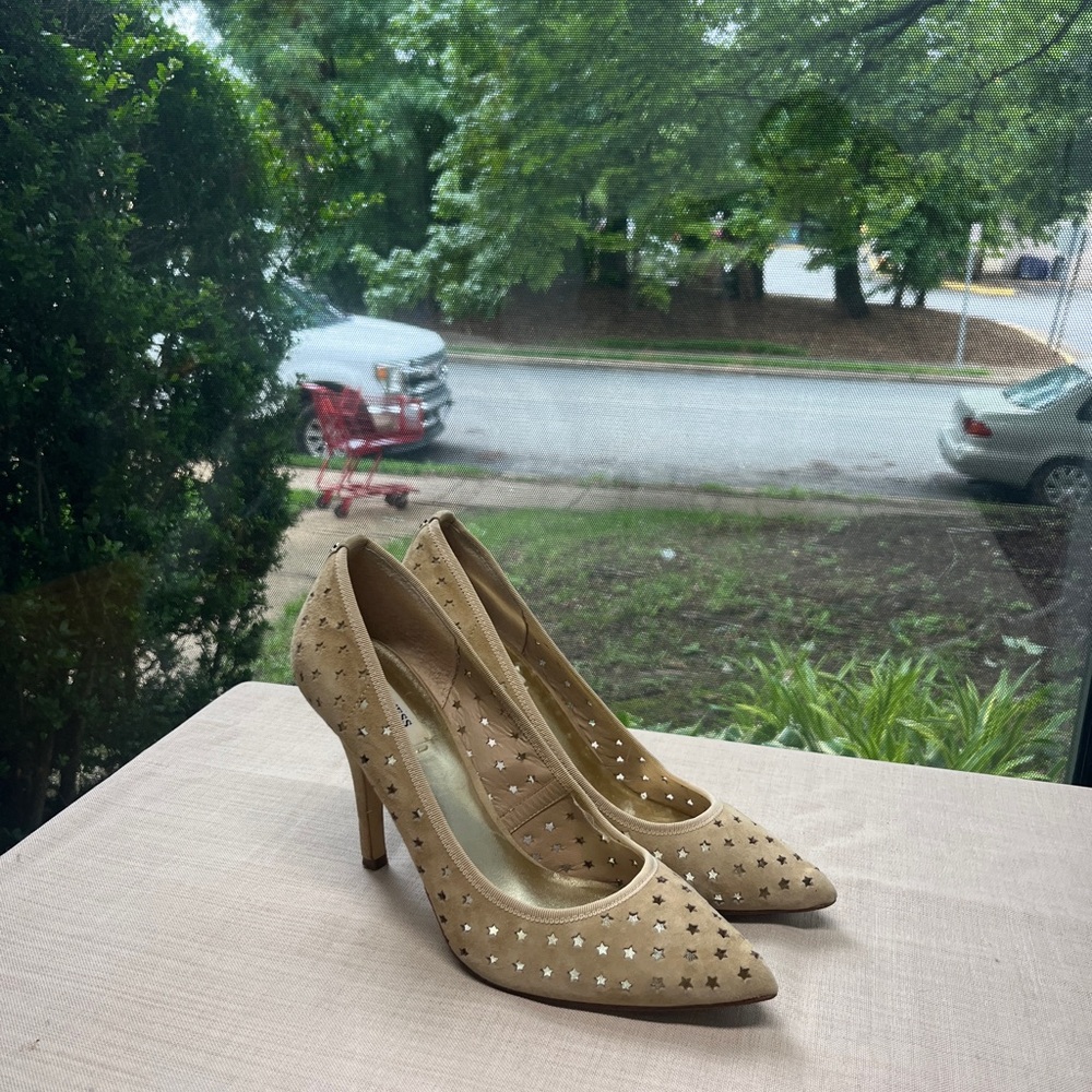 Guess Tan Perforated Stiletto Heels